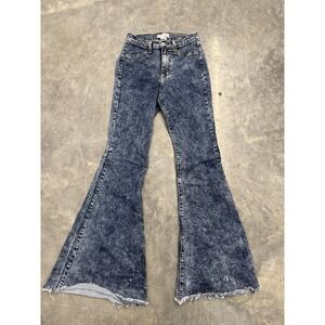 Judy Blue Super Flare Womens Jeans Size 5/27 Frayed Hem High Rise Denim USA